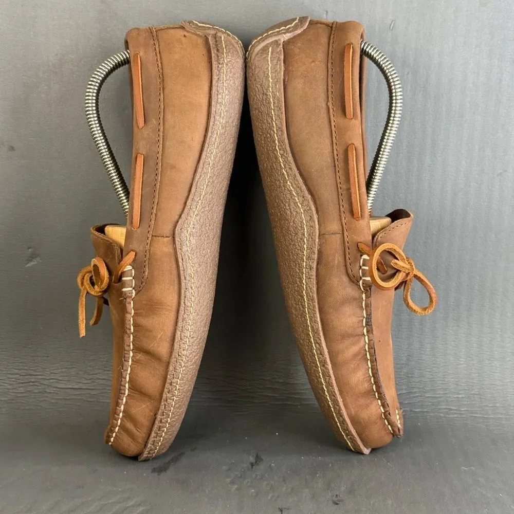 L.L. Bean Men's Handsewn Flannel-Lined leather Slippers shoes size